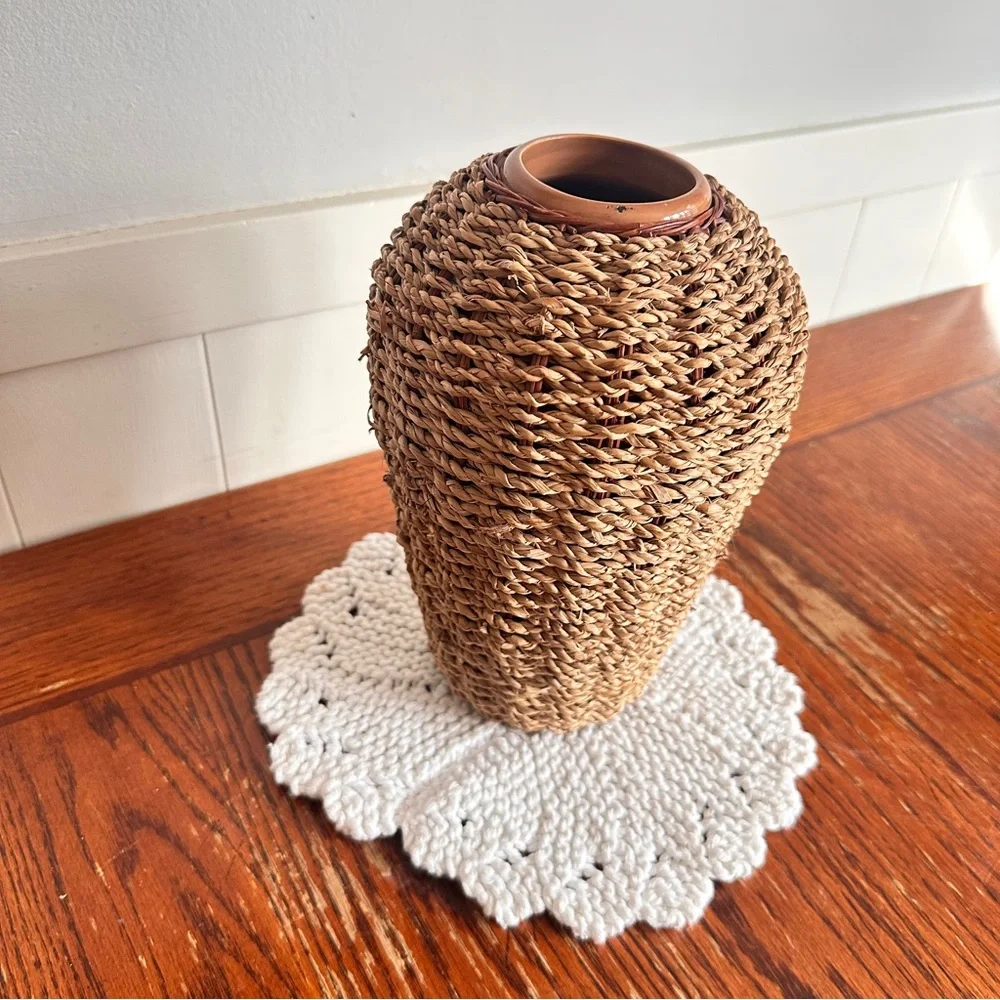 Woven Tan Vase - Home Accent